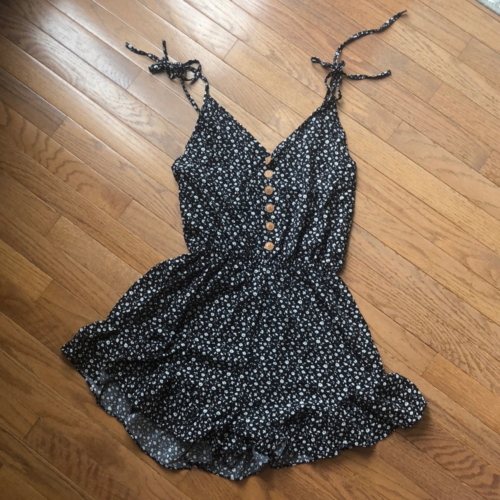 SHEIN black and floral romper (medium)